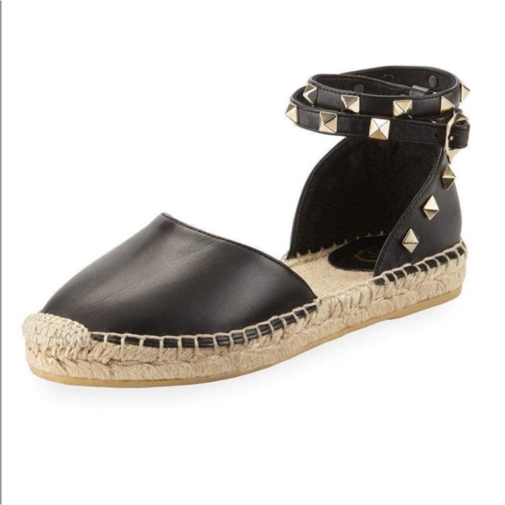 Ash Zania Black Espadrilles with Studded Ankle Strap